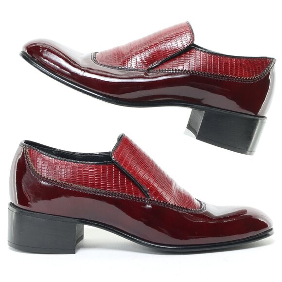 Flagg Bros. VINTAGE 70s Men's Heeled Slip-on Loafer SZ 7 Cordovan Patent Leather - Picture 1 of 16